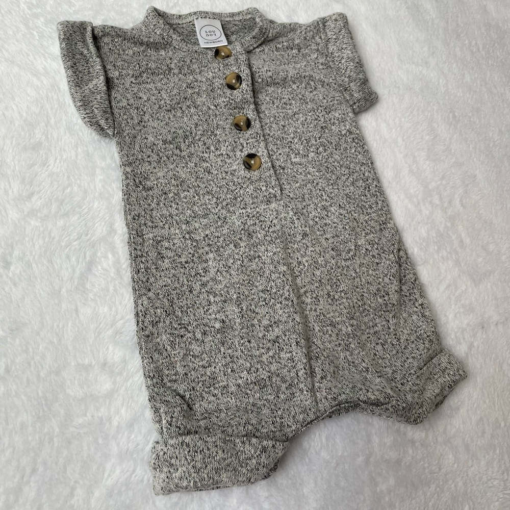 Lou Lou & Company Gray Romper Newborn-3mo